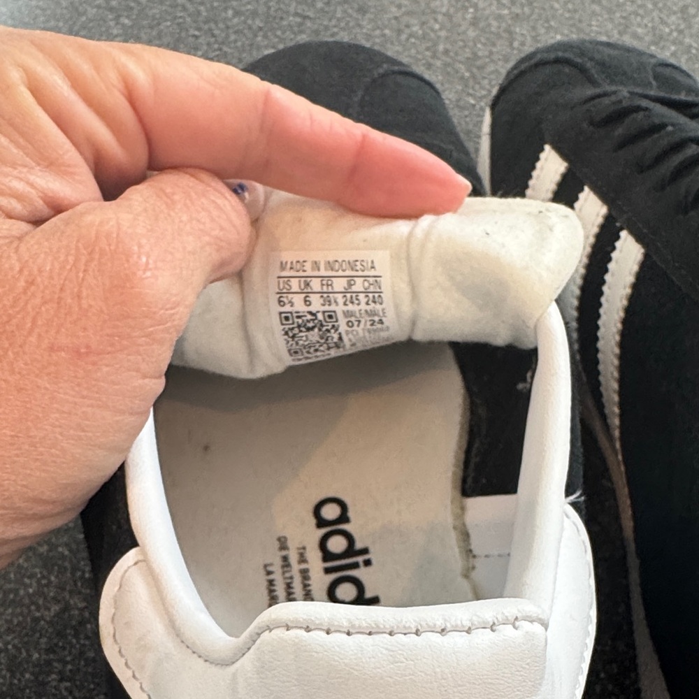 adidas Black and White Gazelle Suede Sneakers - Picture 5 of 8